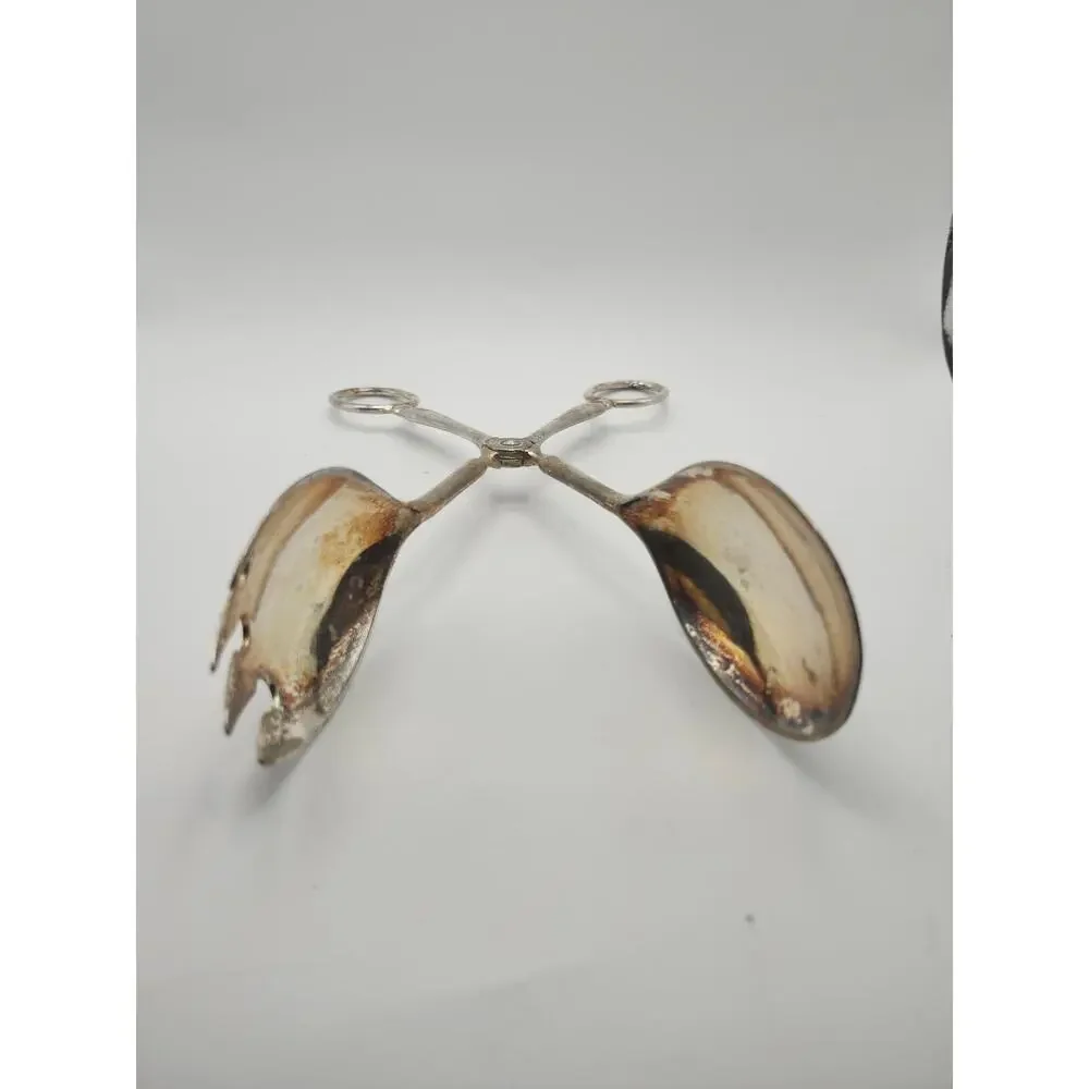 Vintage E.P ZINC Silver Plate Italy Scissor Salad Pastry Bread Serving Tongs 10”